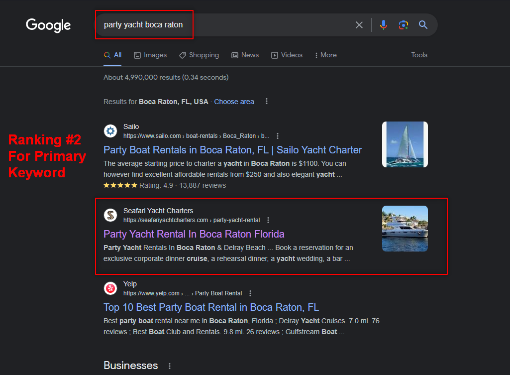 How We Ranked Seafari Yacht Charters #1 on Google in Boca Raton - results 3
