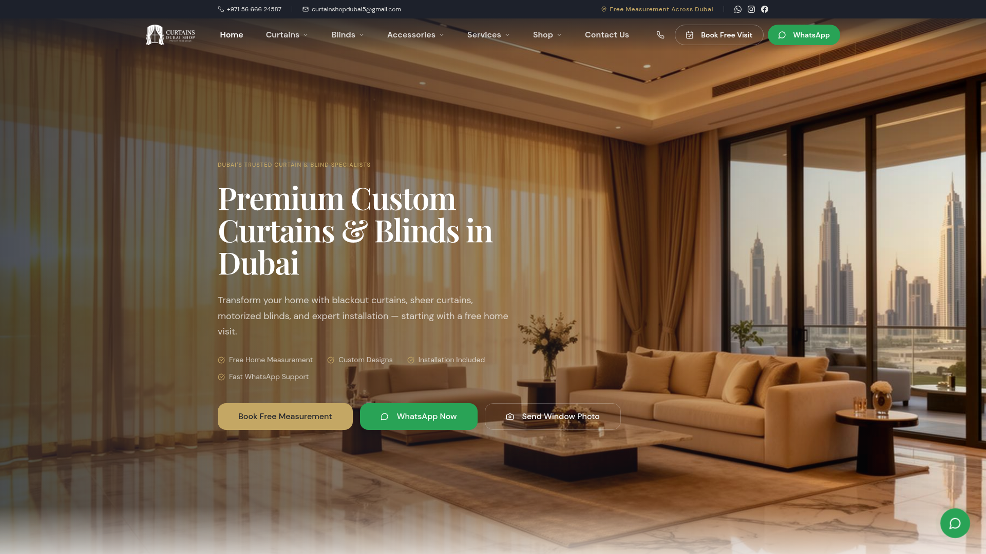 Curtains Dubai Shop — Web design by DigiPolli
