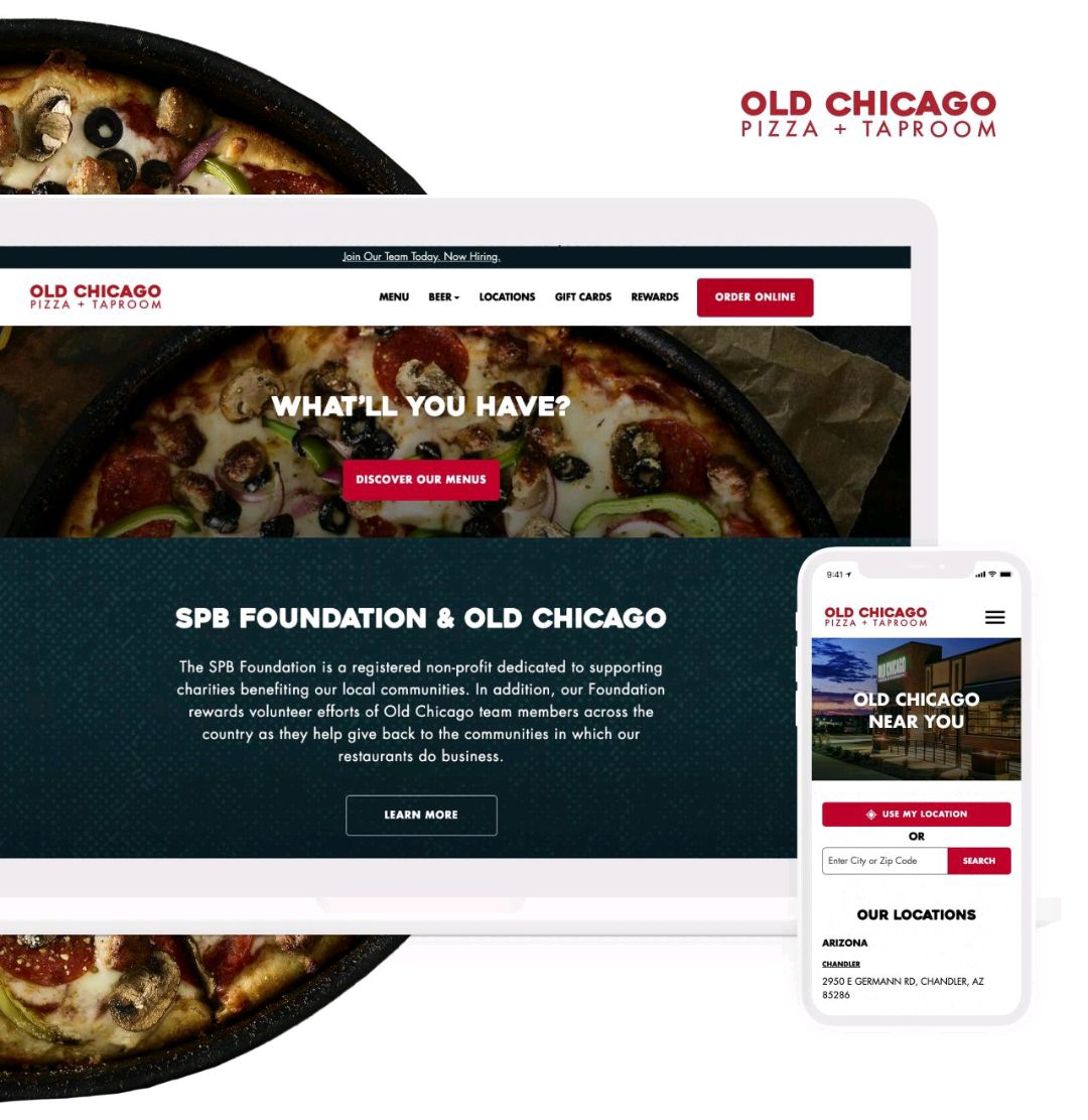Old Chicago Pizza + Taproom — Web design by DigiPolli